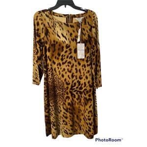 NWT Tommy Bahama Monzo Wood Serengeti Spots 3/4 Sleeve Dress